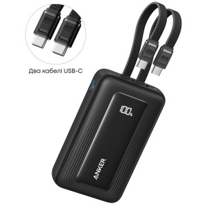 Портативний зарядний пристрій Anker Zolo - 20000 mAh 45W Built-In Dual USB-C Cables Black (7306307)