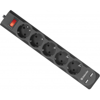 Мережевий фільтр Defender DFS 751 1,8 м, 5 розеток, 2xUSB, 2.1A (99751) (6414732)