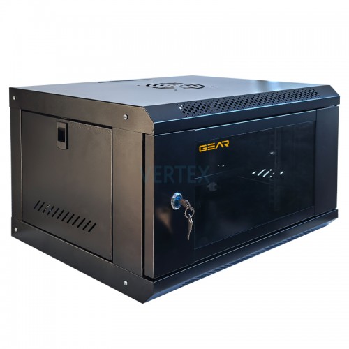 Шафа настінна серверна GEAR 6U 600x600х300 мм чорний із полицею (GWMSN-6U-600-600)