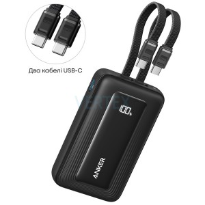 Портативний зарядний пристрій Anker Zolo - 20000 mAh 45W Built-In Dual USB-C Cables Black (7306307)