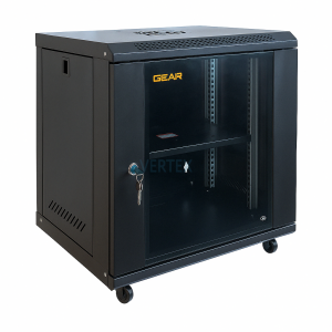Шафа серверна настінна з полицею GEAR 12U 19'' 600x450x600 Чорна (GWMSN-12U-600-450)