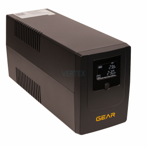 Пристрій безперебійного живлення GEAR 1200VA/720W LCD plastic RJ45+USB (GU-1200PLCD)