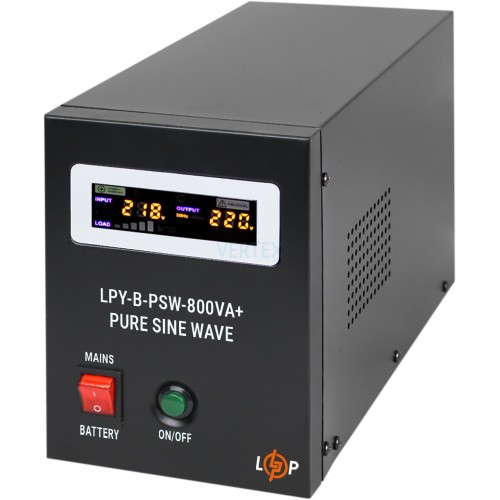 Джерело безперебійного живлення LogicPower LPY-B-PSW-800VA+ (560Вт)5A/15A, з правильною синусоїдою 12V