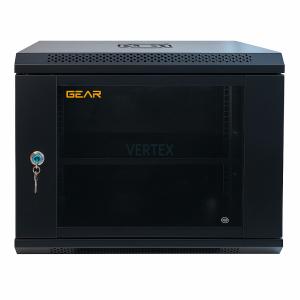 Шафа серверна настінна з полицею GEAR 9U 19'' 600x450x450 Чорна (GWMSN-9U-600-450)