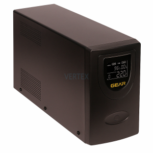 Пристрій безперебійного живлення GEAR 2000VA LCD metal RJ45+USB (GU-2000MLCD)