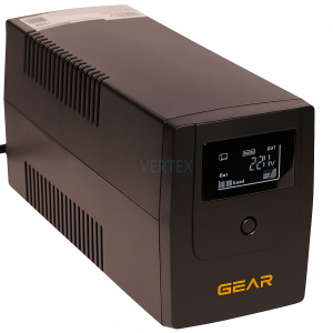 Пристрій безперебійного живлення GEAR 600VA LCD plastic RJ45+USB (GU-600PLCD)