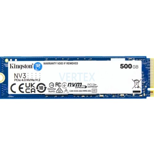 SSD накопичувач Kingston NV3 500GB M.2 2280 NVMe PCIe 4.0 x4 3D NAND (SNV3S/500G) (7053776)
