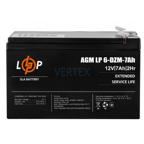 Акумуляторна батарея LogicPower 12V 7AH (LP 6-DZM-7 Ah) AGM